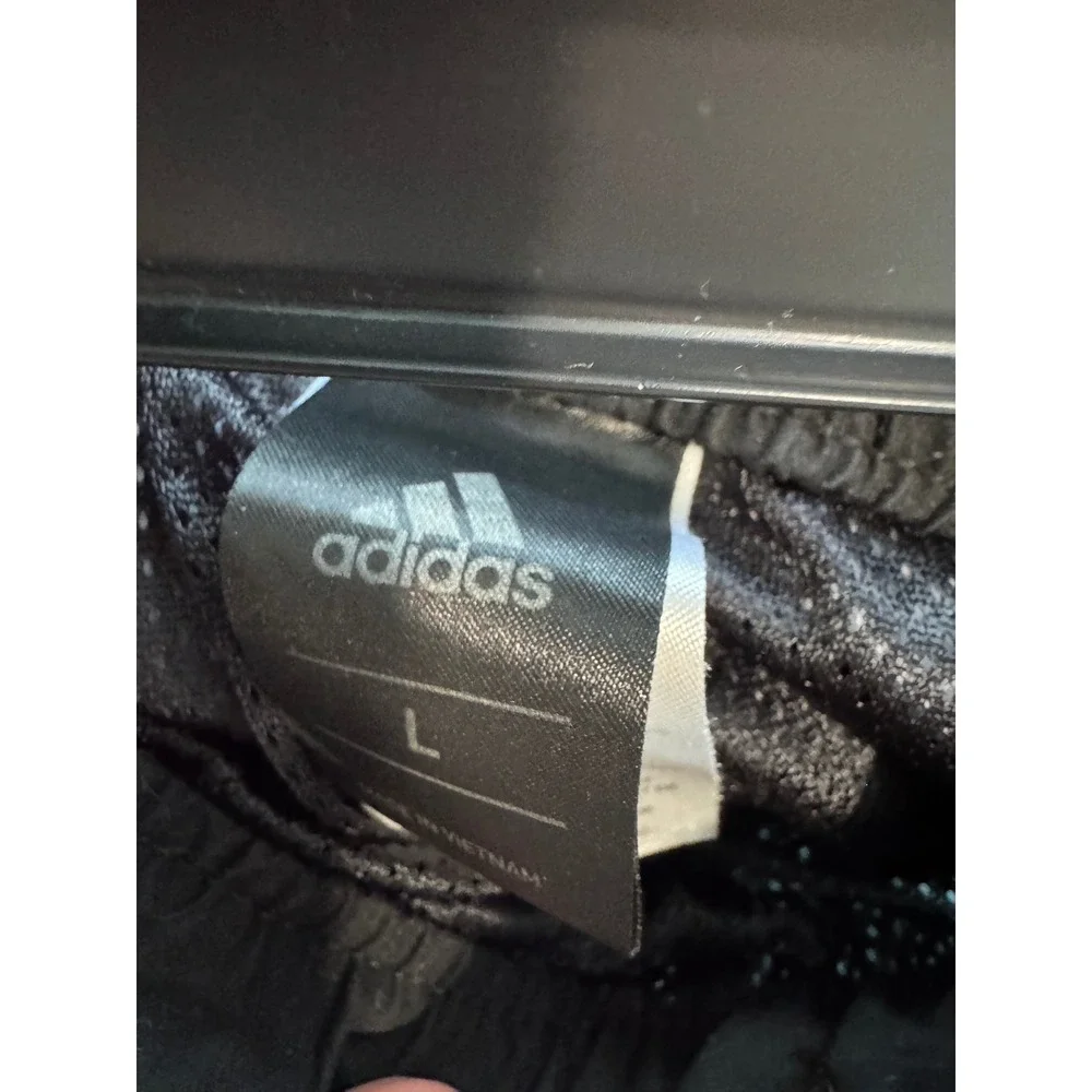 Adidas Digital Camo Swim Trunks Boys Large Teal Black Grid Pattern